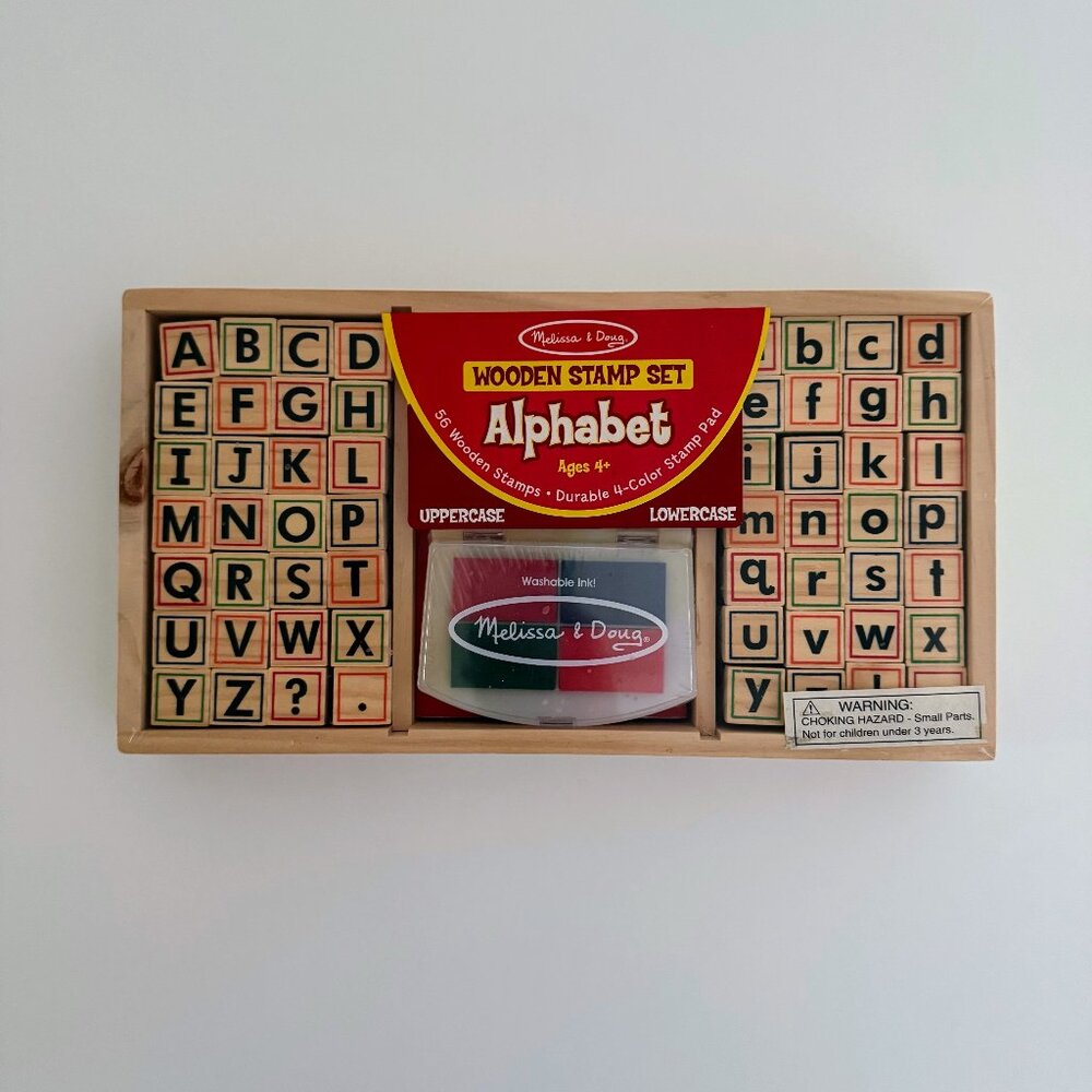 New Melissa & Doug Wooden Alphabet Stamp Set
